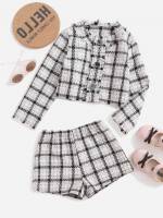 Long Sleeve Dressy Black and White Toddler Girls Clothing 1292