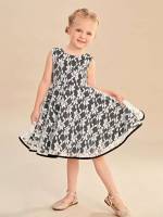  Round Neck Midi Black and White Kids Clothing 4449