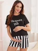  Black and White Round Neck Maternity 5524