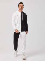 Black and White Letter Long Sleeve Men Two-piece Outfits 6211