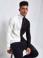  Black and White Regular Casual Men Knitwear 3349