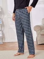 Plaid Casual Black and White Underwear  Sleepwear 3808