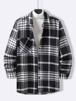  Plaid Pocket Black and White Men Clothing 2195