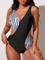  Zebra Stripe Boho Plus Size Beachwear 6783