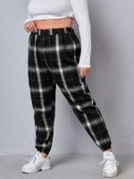 Black and White  Cropped Plus Size Bottoms 4864