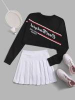 Long Sleeve Black and White  Women Activewear 2676