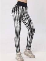 Geometric Long Black and White Women Activewear 3893