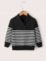 Regular Striped Shawl Collar Kids Clothing 6660