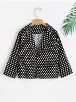 Black and White Lapel Button Front Toddler Girls Clothing 2099