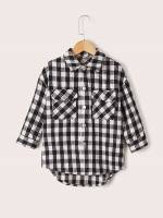 Button Gingham Regular Toddler Girls Clothing 6646