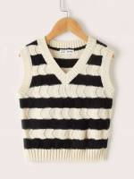 V neck Striped  Toddler Girls Clothing 6707