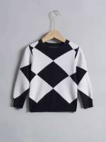 Long Sleeve Regular Fit Regular Geometric Toddler Girl Sweaters 6845