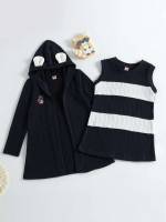 Figure Black and White Regular Fit Patched Kids Clothing 348