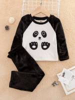 Cute Long Sleeve Round Neck Black and White Kids Underwear  Sleepwear 6424