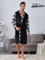 Belted V neck Men Loungewear Robes 6199