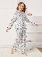 All Over Print Contrast Binding Kids Underwear  Sleepwear 4190