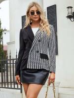  Houndstooth Lapel Women Clothing 2773