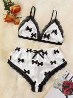   Black and White Women Bra  Panty Sets 3178