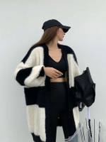  Oversized Casual Black and White Women Cardigans 5012