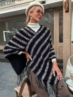  Long Chevron Black and White Women Knitwear 6253