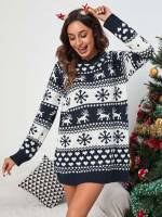  Long Sleeve Christmas Long Women Knitwear 2558