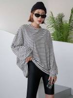  Black and White Long Sleeve Round Neck Women Clothing 721