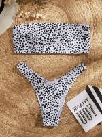 Black and White  Bandeau Women Swimwear 420