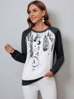  Regular Fit Round Neck Tribal Women Sweatshirts 4865