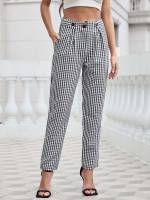 Regular Fit Black and White Women Suit Pants 8139