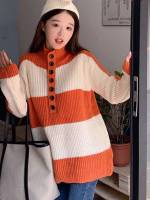 Regular Fit Casual Long Sleeve Colorblock Women Knitwear 400