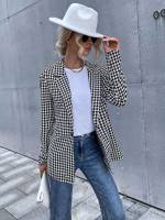 Long Long Sleeve Houndstooth Elegant Women Clothing 862