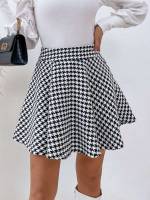 Black and White Houndstooth Casual Women Clothing 268