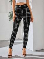  Casual Plaid Women Bottoms 5861