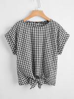 Oversized Black and White Cap Sleeve Button Women Blouses 956