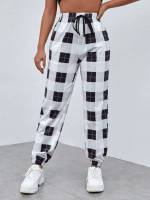 Knot Regular Fit Black and White Women Sweatpants 842