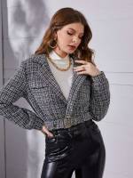  Black and White Crop Regular Fit Women Outerwear 510