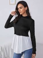 Long Sleeve Casual Asymmetrical Long Women T-Shirts 5137