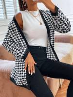  Casual Houndstooth Women Coats 6544