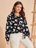 Collar High Low Casual Plus Size Blouses 5591