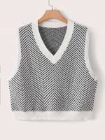  Regular Fit Black and White Plus Size Knitwear 255