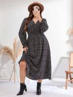  Long Sleeve Ditsy Floral Boho Plus Size Dresses 7742