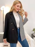 Lapel Regular Fit Long Casual Plus Size Blazers 856