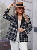 Plaid Long Sleeve Long Regular Fit Women Plus Clothing 546