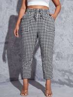  Regular Fit Black and White Plus Size Pants 1541