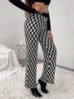  Plaid Black and White Women Sweater Pants 2967