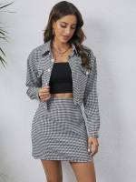  Regular Fit Button Long Sleeve Women Two-piece Outfits 3321