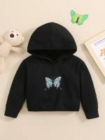 Black Casual Animal Regular Baby Sweatshirts 7624