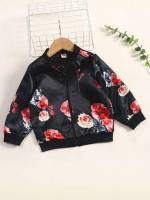 Casual Zipper Floral Black Baby Clothing 438