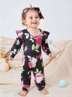 Black Long Sleeve Floral Baby Clothing 9342