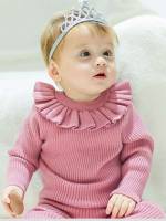Long Sleeve Black Cute Ruffle Baby Knitwear 6254